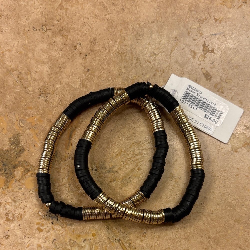 New NWT Evereve Mason Gold and Black Bracelet Pack